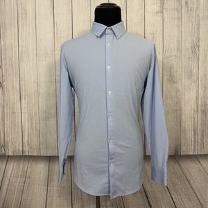 Mizzen + Main Men's XL Blue Trim Fit Button Front Long Sleeve Dress Shirt